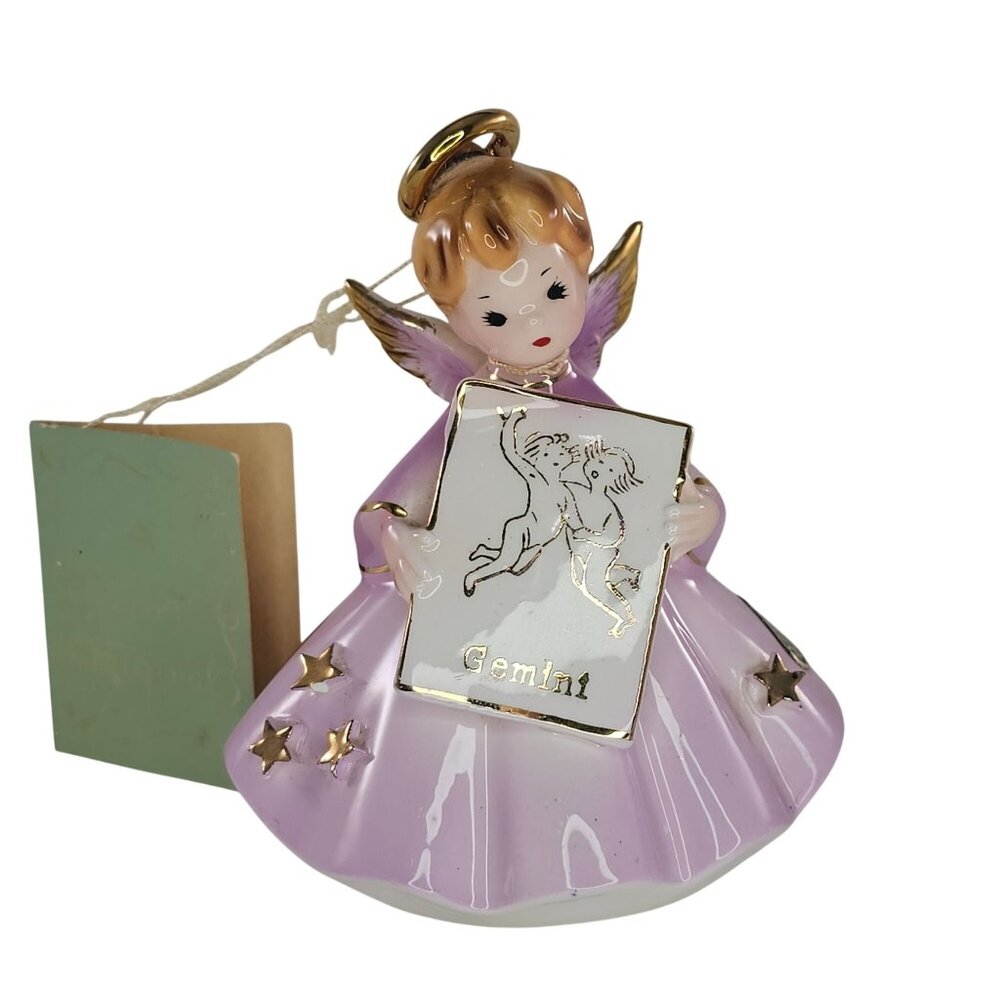 Rare Josef Originals Gemini Angel Zodiac Figurine Horoscope *REPAIRED*